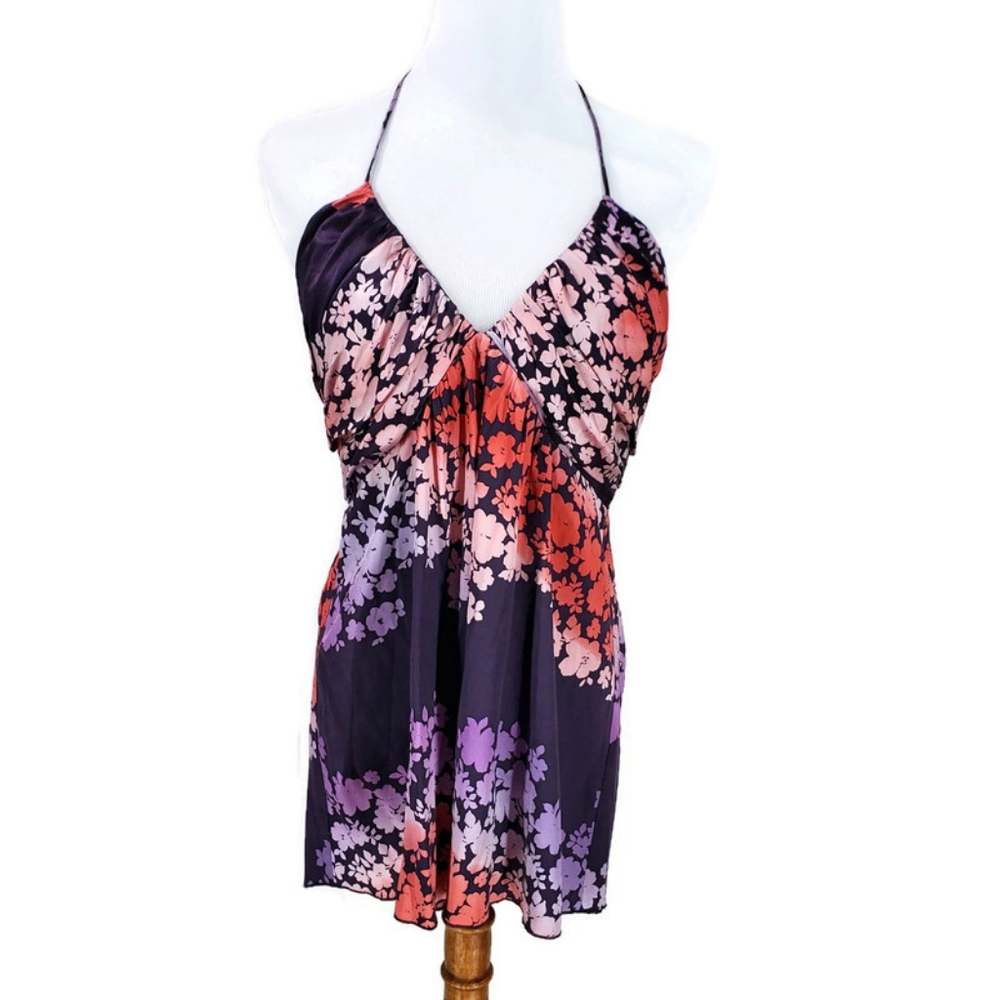 MATTY M | Silk Halter Boho Top Size L  Floral